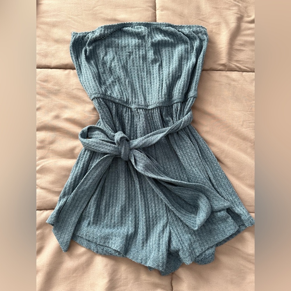Blue Tube Top Romper
